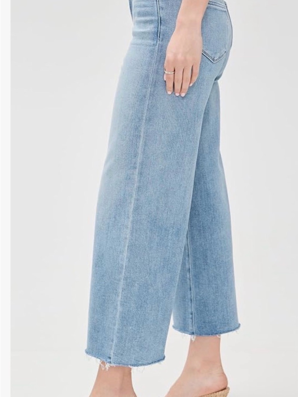 PAIGE Light Blue Wide Leg Crop Jeans - Picture 3 of 10